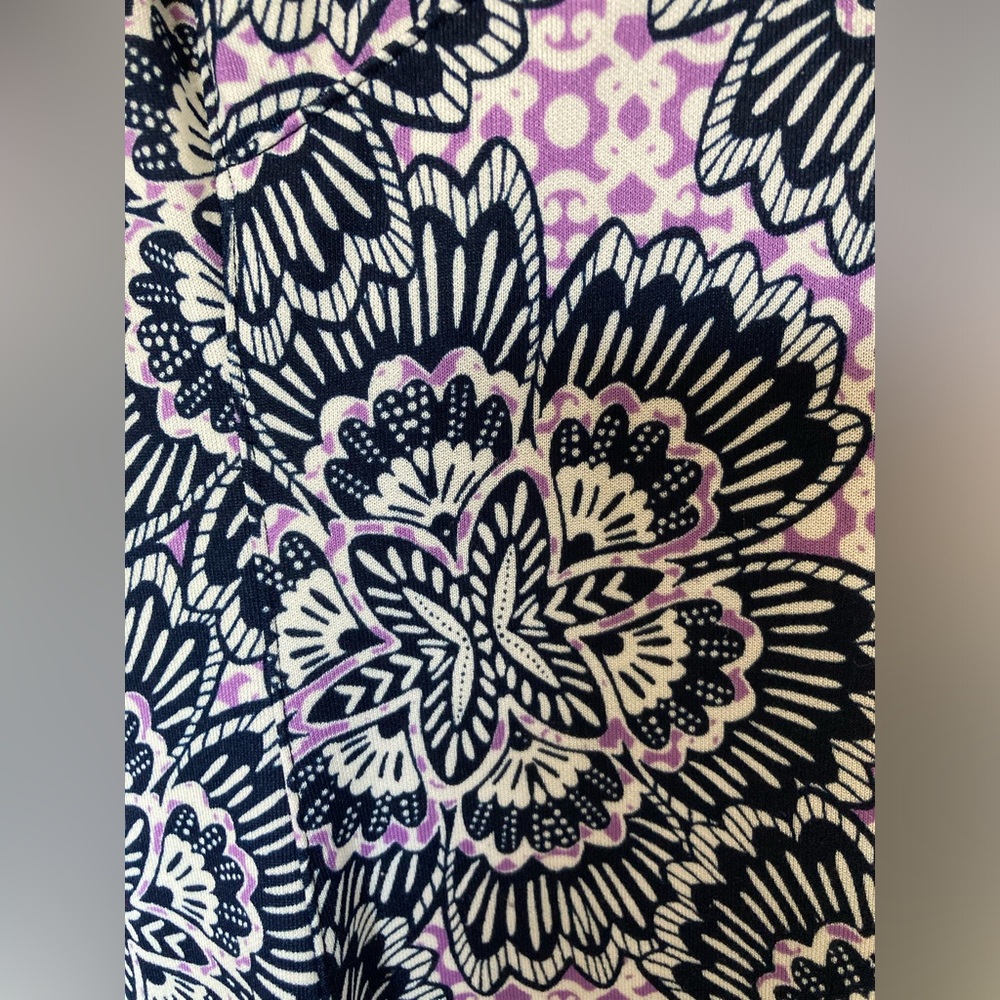 🌵 Liz Claiborne Dress Sleeveless V-Neck Purple Floral Fit & Flare Sz 6 - Picture 11 of 13